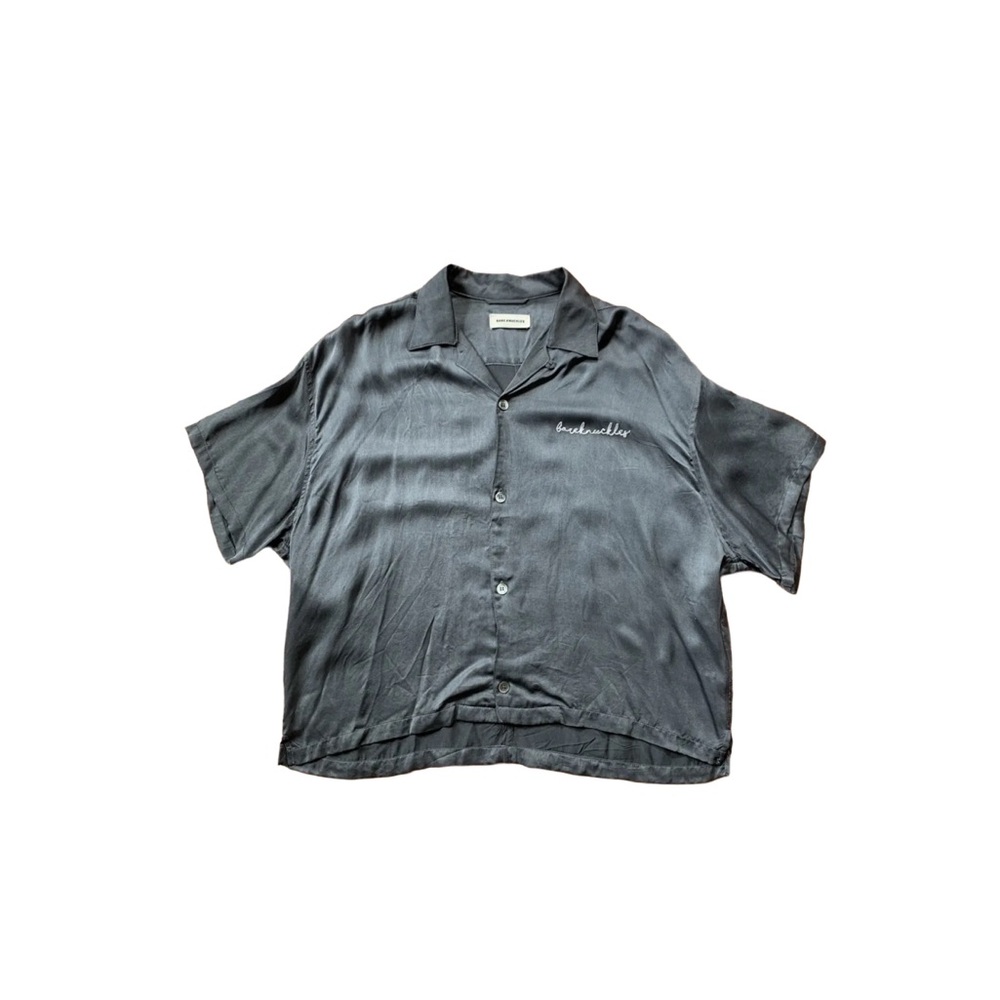 Bare Knuckles Cupro Silk Camp Collar Button Up Bowling Shirt Size S Small